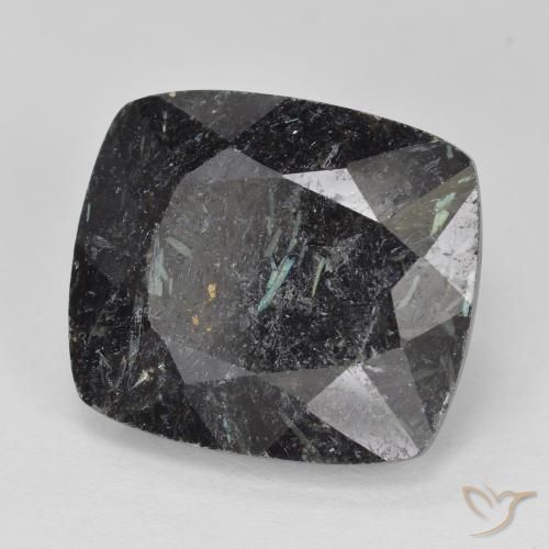 11.41 ct Black Nuummite Stone, Natural Nuummite in Cushion-Cut Shape for Sale