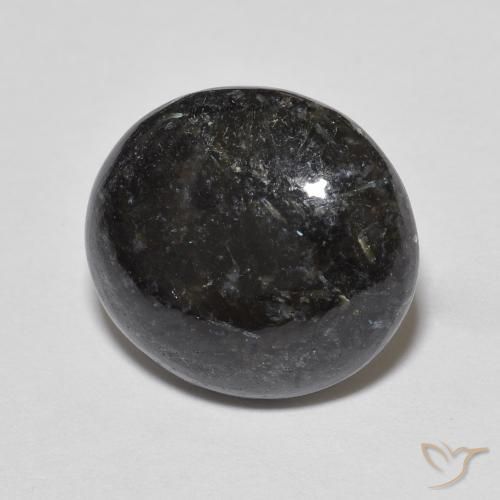 6.70 ct Black Nuummite Stone, Natural Nuummite in Oval Cabochon Shape for Sale