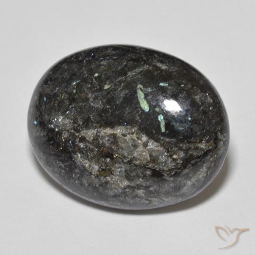 13.73ct Natural Black with Blue Sparkle Nuummite, Oval, Opaque