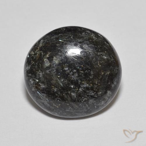 6.17ct Natural Black with Blue Sparkle Nuummite, Oval, Opaque