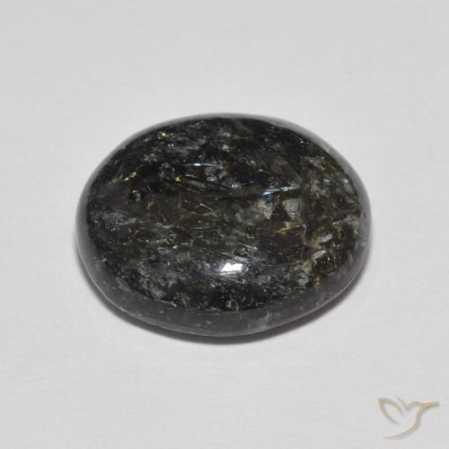 Nuummite Gemstone in 13.1 x 12.4 mm Size for Sale, Nuummite Stone in Black with Blue Sparkle Color