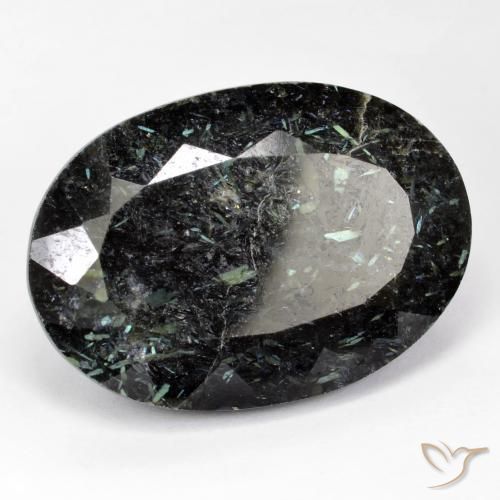 34.24 ct Black Nuummite Stone, Natural Nuummite in Oval Facet Shape for Sale
