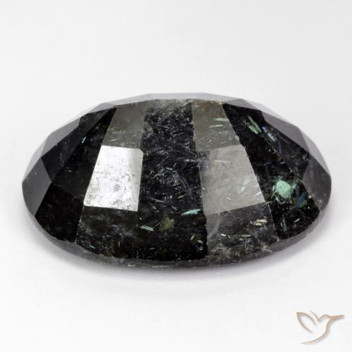 Nuummite Gemstone in 25 x 18 mm (calibrated) Size for Sale, Nuummite Stone in Black with Blue Sparkle Color
