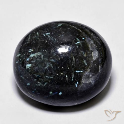 27.94ct Natural Black with Blue Sparkle Nuummite, Oval, Opaque