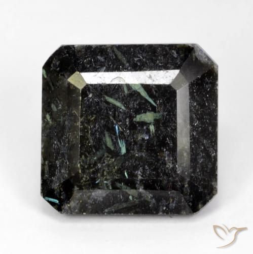 Nuummite nero taglio ottagonale da 15,68 ct dall'India, dimensione 14,8 x 14,3mm, pietra preziosa naturale non trattati , purezza Opaque, Nuummite Taglio ottagonale da 1 pz, durezza Mohs di 5,5 - 6, Photo A