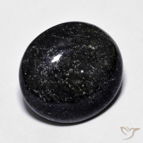 14.23 ct Black Nuummite Stone, Natural Nuummite in Oval Cabochon Shape for Sale