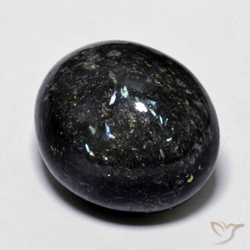 21.70 ct Black Nuummite Stone, Natural Nuummite in Oval Cabochon Shape for Sale
