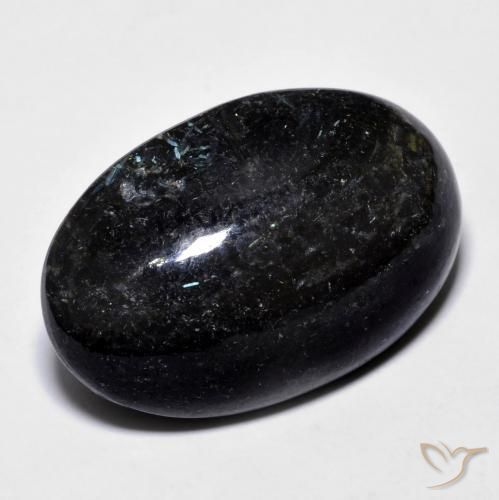 23.73 ct Black Nuummite Stone, Natural Nuummite in Oval Cabochon Shape for Sale