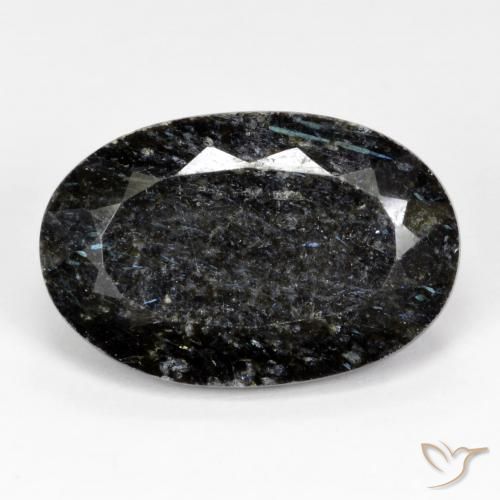 17.12ct Natural Black with Blue Sparkle Nuummite, Oval, Opaque