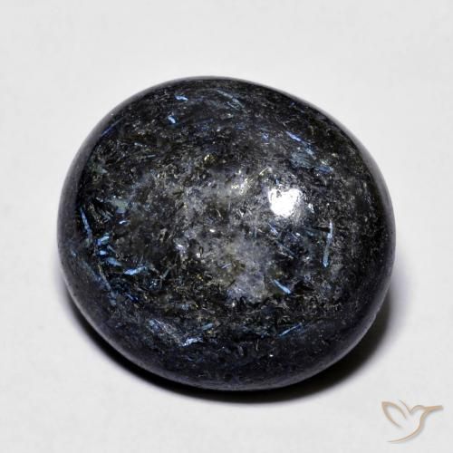 23.76 ct Black Nuummite Stone, Natural Nuummite in Oval Cabochon Shape for Sale