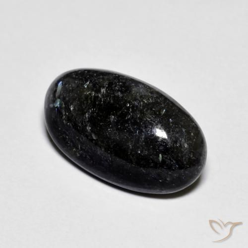 6.63 ct Black Nuummite Stone, Natural Nuummite in Oval Cabochon Shape for Sale