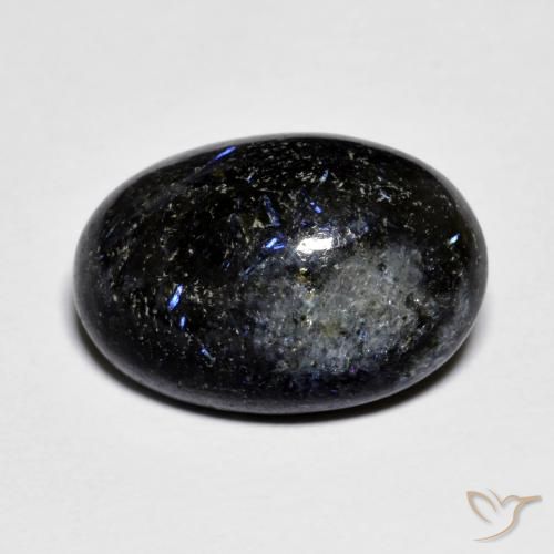 11.12ct Natural Black with Blue Sparkle Nuummite, Oval, Opaque
