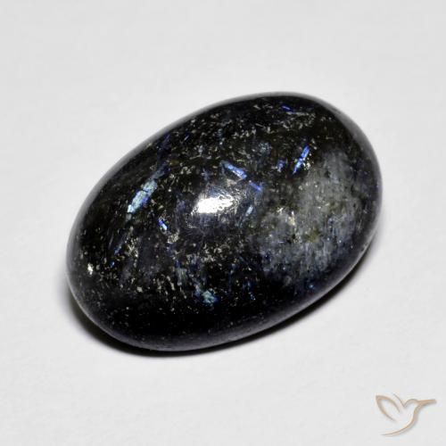 11.12 ct Black Nuummite Stone, Natural Nuummite in Oval Cabochon Shape for Sale