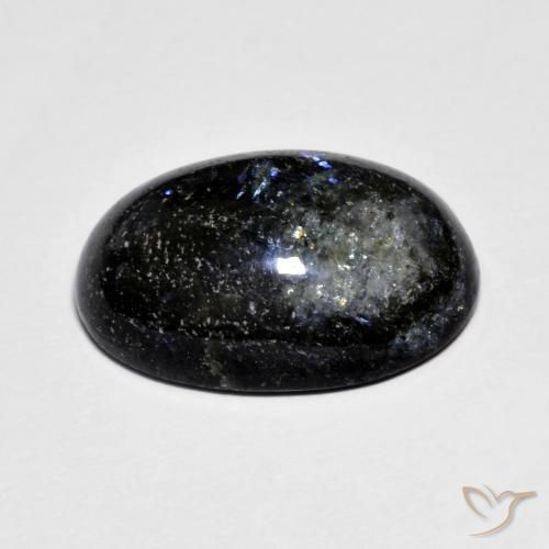 Nuummite Gemstone in 17.4 x 11.7 mm Size for Sale, Nuummite Stone in Black with Blue Sparkle Color