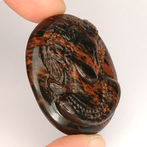 47.85 ct Brown Obsidian Stone, Natural Obsidian in Carved Cameo Shape for Sale
