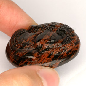 Obsidian Gemstone in 31.9 x 26.5 mm Size for Sale, Obsidian Stone in Mahogany Color
