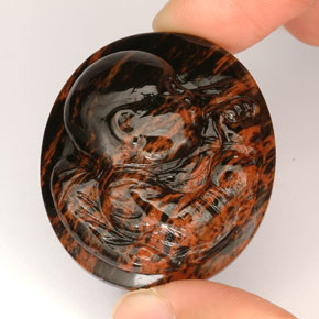 66.88 ct Brown Obsidian Gemstone, Obsidian Gem in Carved Cameo Shape for Sale.