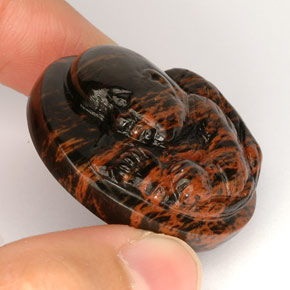 66.88 ct Brown Obsidian Stone, Natural Obsidian in Carved Cameo Shape for Sale