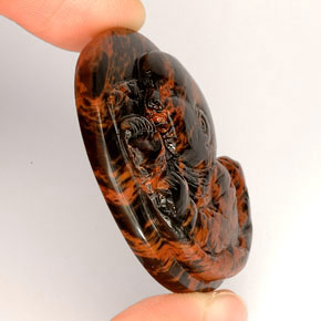 Obsidian Gemstone in 38.3 x 33.6 mm Size for Sale, Obsidian Stone in Mahogany Color