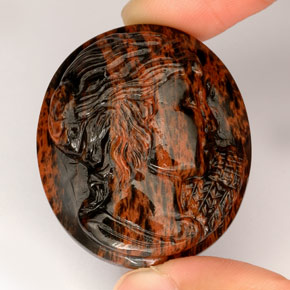 69.01 ct Brown Obsidian Gemstone, Obsidian Gem in Carved Cameo Shape for Sale.