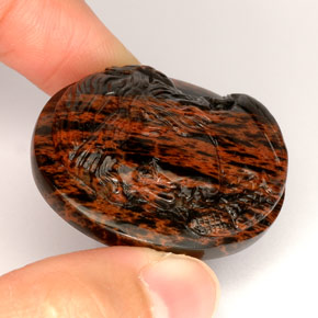 69.01 ct Brown Obsidian Stone, Natural Obsidian in Carved Cameo Shape for Sale