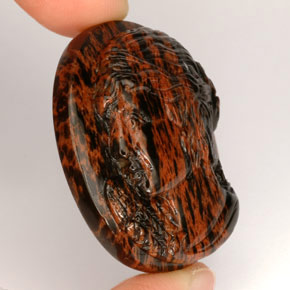 Obsidian Gemstone in 33.2 x 28.4 mm Size for Sale, Obsidian Stone in Mahogany Color