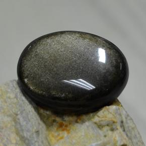 30.72 ct Black Obsidian Gemstone, Obsidian Gem in Oval Cabochon Shape for Sale.