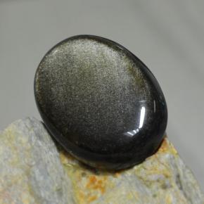 30.72 ct Black Obsidian Stone, Natural Obsidian in Oval Cabochon Shape for Sale