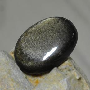 Obsidian Gemstone in 27.6 x 20.4 mm Size for Sale, Obsidian Stone in Black Gold Sheen Color