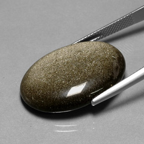 Obsidian Gemstone in 26.2 x 18.6 mm Size for Sale, Obsidian Stone in Gold Sheen Color