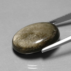 Obsidian Gemstone in 23.3 x 17.5 mm Size for Sale, Obsidian Stone in Gold Sheen Color