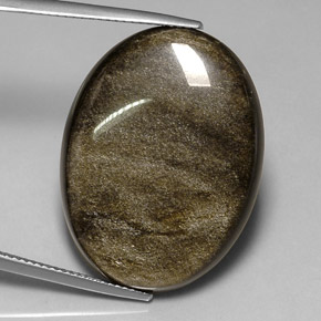 26.13 ct Black Obsidian Gemstone, Obsidian Gem in Oval Cabochon Shape for Sale.
