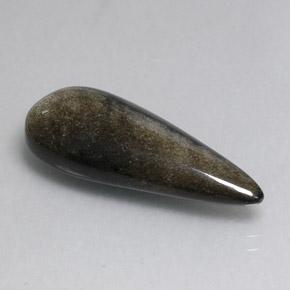 11.16 ct Black Obsidian Stone, Natural Obsidian in Pear Cabochon Shape for Sale
