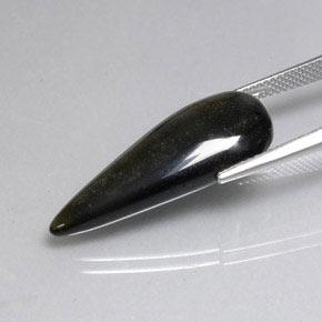 Obsidian Gemstone in 27.9 x 11.3 mm Size for Sale, Obsidian Stone in Gold Sheen Black Color