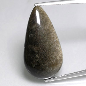12.96 ct Yellow Obsidian Gemstone, Obsidian Gem in Pear Cabochon Shape for Sale.