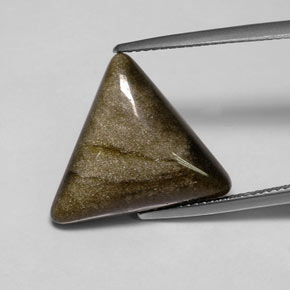 8.68 ct Yellow Obsidian Gemstone, Obsidian Gem in Triangle Shape for Sale.