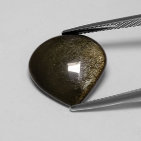 7.13 ct Yellow Obsidian Gemstone, Obsidian Gem in Pear Cabochon Shape for Sale.