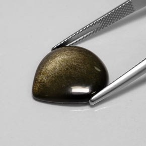 Obsidian Gemstone in 16.9 x 16.8 mm Size for Sale, Obsidian Stone in Gold Sheen Color