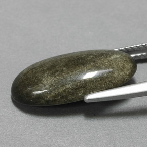 Obsidian Gemstone in 17.4 x 9 mm Size for Sale, Obsidian Stone in Gold Sheen Color
