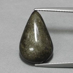 6.97 ct Yellow Obsidian Gemstone, Obsidian Gem in Pear Cabochon Shape for Sale.