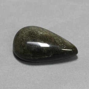 6.97 ct Yellow Obsidian Stone, Natural Obsidian in Pear Cabochon Shape for Sale