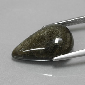 Obsidian Gemstone in 17.4 x 11.1 mm Size for Sale, Obsidian Stone in Gold Sheen Color