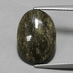 4.72 ct Yellow Obsidian Gemstone, Obsidian Gem in Oval Cabochon Shape for Sale.