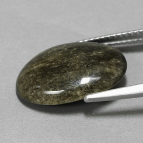 Obsidian Gemstone in 15.9 x 11.3 mm Size for Sale, Obsidian Stone in Gold Sheen Color