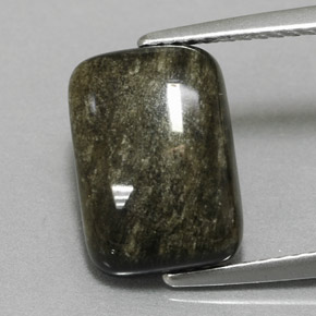 3.85 ct Yellow Obsidian Gemstone, Obsidian Gem in Baguette Cabochon Shape for Sale.