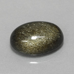 2.56 ct Yellow Obsidian Stone, Natural Obsidian in Oval Cabochon Shape for Sale