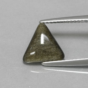 1.67 ct Yellow Obsidian Gemstone, Obsidian Gem in Trillion Cabochon Shape for Sale.