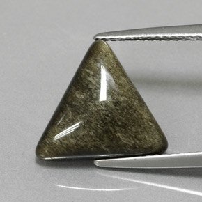 4.05 ct Yellow Obsidian Gemstone, Obsidian Gem in Trillion Cabochon Shape for Sale.
