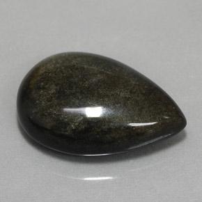 10.85 ct Black Obsidian Stone, Natural Obsidian in Pear Cabochon Shape for Sale