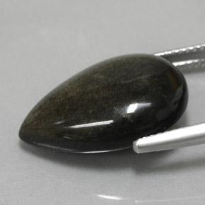 Obsidian Gemstone in 19.8 x 13.7 mm Size for Sale, Obsidian Stone in Gold Sheen Black Color